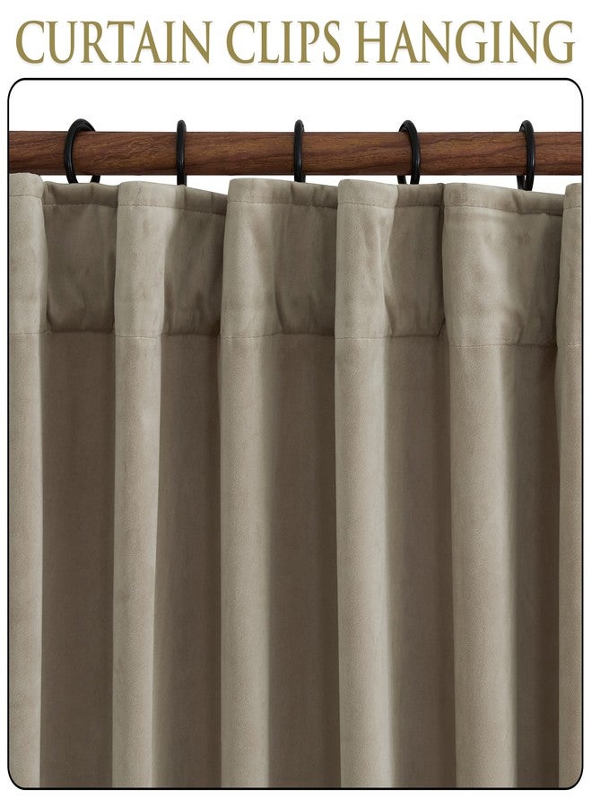 StangH 120 inches Long Camel Beige Velvet Curtains, Extra Long High Ceiling Sliding Door Covering Room Darkening Thermal Window Drapes for Dining Room/Cafe Store, W52 x L120, 1 Panel - Image 3